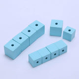 10Pcs Colorful Square Wooden Beads Cube Hexagonal Crafts Jewelry Accessories
