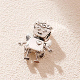Silver Flower Butterfly Robot Beads for Charm Bracelet DIY Jewelry