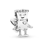 Silver Flower Butterfly Robot Beads for Charm Bracelet DIY Jewelry
