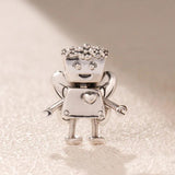 Silver Flower Butterfly Robot Beads for Charm Bracelet DIY Jewelry