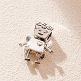 Silver Flower Butterfly Robot Beads for Charm Bracelet DIY Jewelry