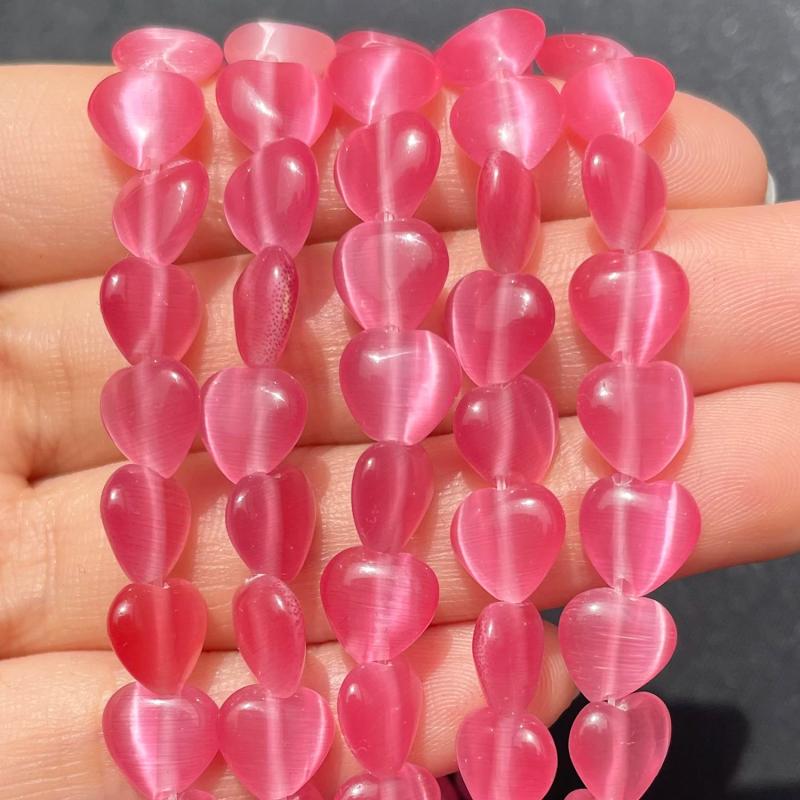 Cat Eye Love Heart Shape 8mm Opal Stone Beads for Jewelry Making