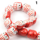 15mm Hand Painted Owl Ceramic Beads Pendant for Jewelry Making DIY