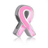 Pink Enamel Breast Cancer Awareness Ribbon Bead Charm for Bracelet