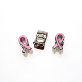 Pink Enamel Breast Cancer Awareness Ribbon Bead Charm for Bracelet