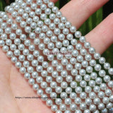 4-14mm Gray Shell Pearl Loose Beads 15.5 inch Strand DIY Jewelry Making