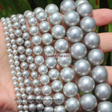 4-14mm Gray Shell Pearl Loose Beads 15.5 inch Strand DIY Jewelry Making