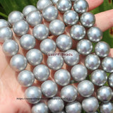 4-14mm Gray Shell Pearl Loose Beads 15.5 inch Strand DIY Jewelry Making