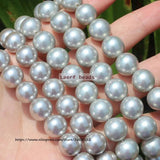 4-14mm Gray Shell Pearl Loose Beads 15.5 inch Strand DIY Jewelry Making