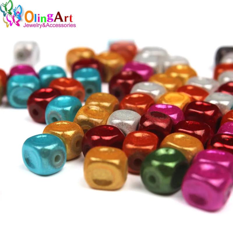 OlingArt 8mm 100pcs Mixed 3D Illusion Miracle beads Acrylic Spacer