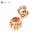 10PCS 9MM High Champagne Brass Flower Spacer Beads