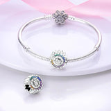 Rainbow Zircon Evil Sun Eye Silver Beads Charm for Jewelry Making