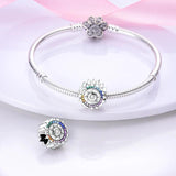 Rainbow Zircon Evil Sun Eye Silver Beads Charm for Jewelry Making