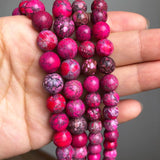 Natural Stone Fuschia Sea Sediment Jaspers Loose Beads DIY Jewelry