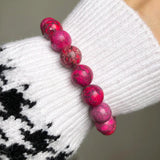 Natural Stone Fuschia Sea Sediment Jaspers Loose Beads DIY Jewelry