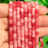Red Chalcedony Jades Cylinder Stone Beads for DIY Jewelry Making