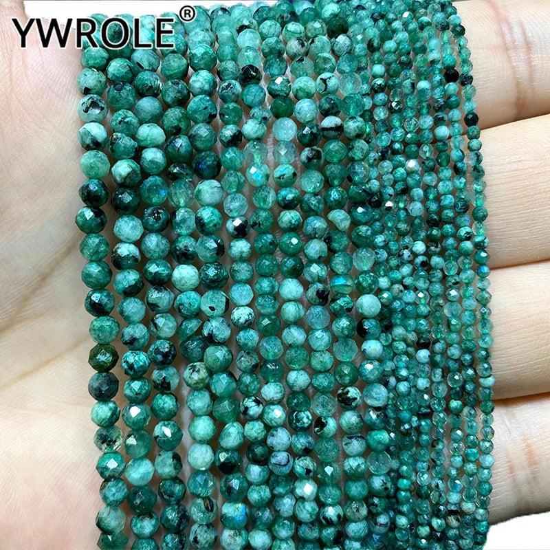 Natural Green Labradorite Faceted Round Spacer Beads 2/3/4MM
