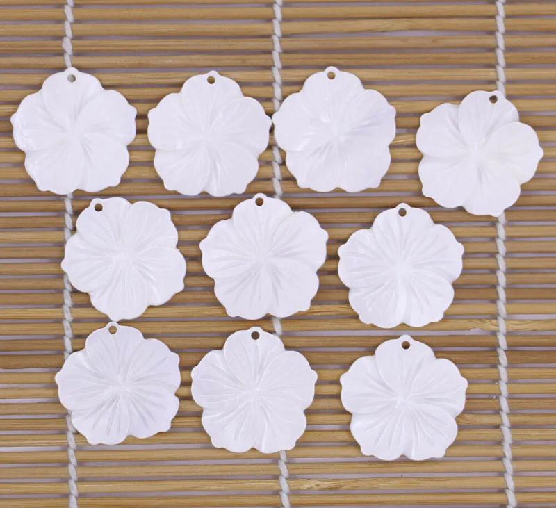 10PCS 27mm Shell Flower Natural Mother of Pearl Loose Beads