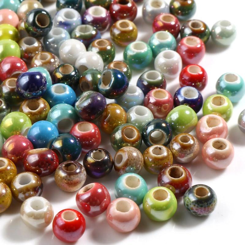 7mm-6mm Ceramic Beads Round At Random Plating Loose Spacer Beads