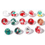 5PCs Christmas Lampwork Glass Beads Multicolor Xmas Tree Snowman Enamel DIY