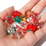 5PCs Christmas Lampwork Glass Beads Multicolor Xmas Tree Snowman Enamel DIY