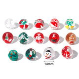 5PCs Christmas Lampwork Glass Beads Multicolor Xmas Tree Snowman Enamel DIY