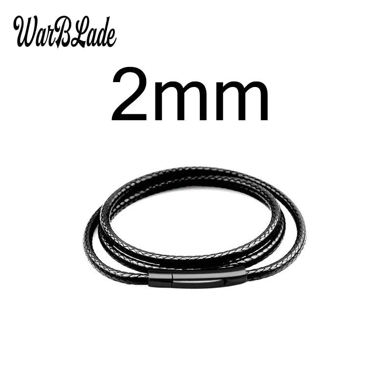Leather Cord Necklace 40-80cm Wax Rope Lace Chain Stainless Steel Clasp