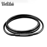 Leather Cord Necklace 40-80cm Wax Rope Lace Chain Stainless Steel Clasp