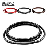 Leather Cord Necklace 40-80cm Wax Rope Lace Chain Stainless Steel Clasp