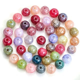 45Pcs 8mm Crackle Stone Glass Round Spacer Beads DIY Jewelry Making Charms