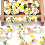 20pcs 12x13mm Heart Flower Ceramic Loose Beads for DIY Jewelry Making