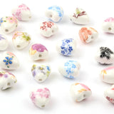 20pcs 12x13mm Heart Flower Ceramic Loose Beads for DIY Jewelry Making