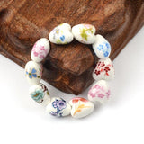 20pcs 12x13mm Heart Flower Ceramic Loose Beads for DIY Jewelry Making