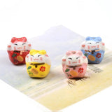 13mm Lucky Cat Animal Ceramic Beads Colorful Loose Porcelain DIY Beads