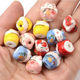 13mm Lucky Cat Animal Ceramic Beads Colorful Loose Porcelain DIY Beads
