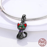 Cat Moon & Star Dangle Charm Silver MULA Bracelet DIY Animal Pendant Jewelry
