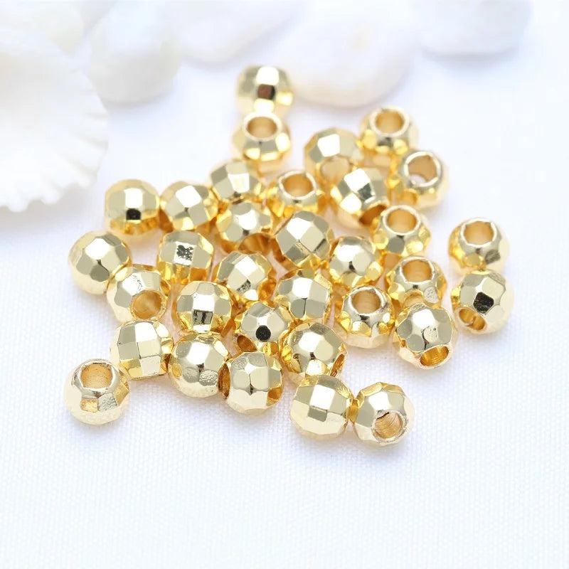 20pcs 18K Plated Metal Spacer Beads Faceted Round Rondelle Loose Beads