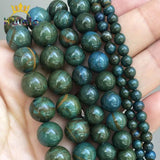 Dark Green Sea Sediment Stone Beads Round 15'' Strands