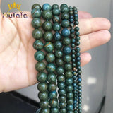 Dark Green Sea Sediment Stone Beads Round 15'' Strands