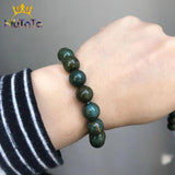 Dark Green Sea Sediment Stone Beads Round 15'' Strands