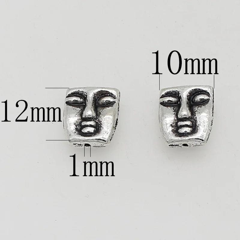 20pcs Poker Face Loose Beads Charms Antique Silver Metal Spacer DIY Jewelry