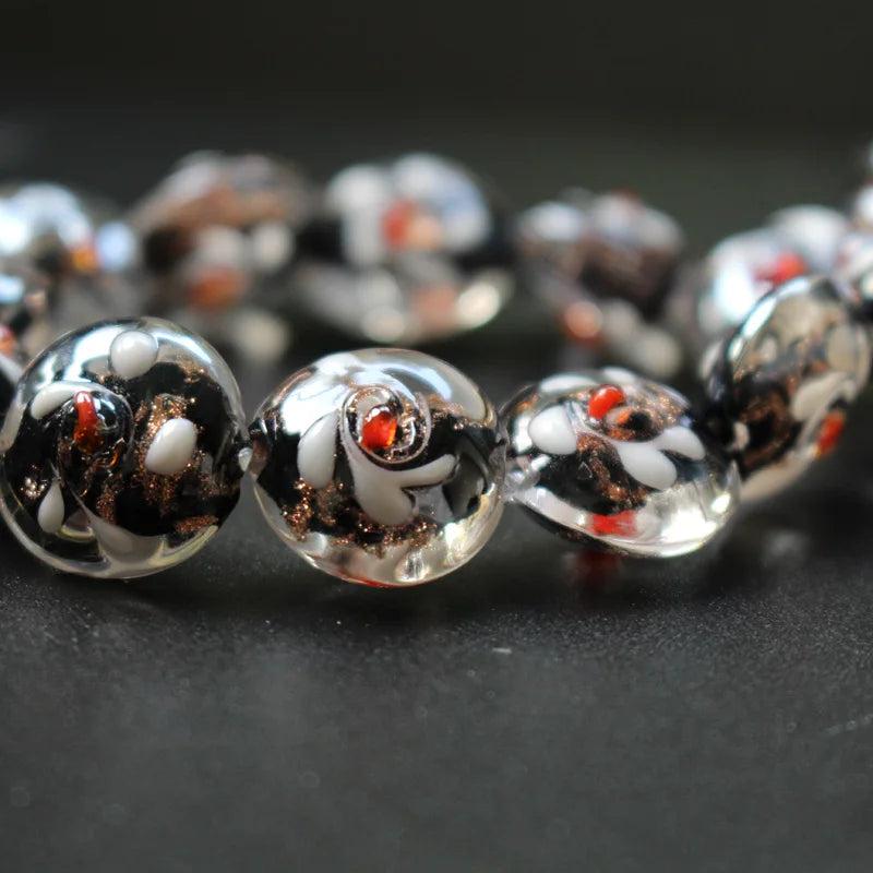 20pcs 16mm Lampwork Glass Flower Flat Beads for Jewelry Making