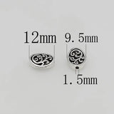 20pcs Retro Double Sides Flower Loose Beads Antique Silver Braided Floral Oval