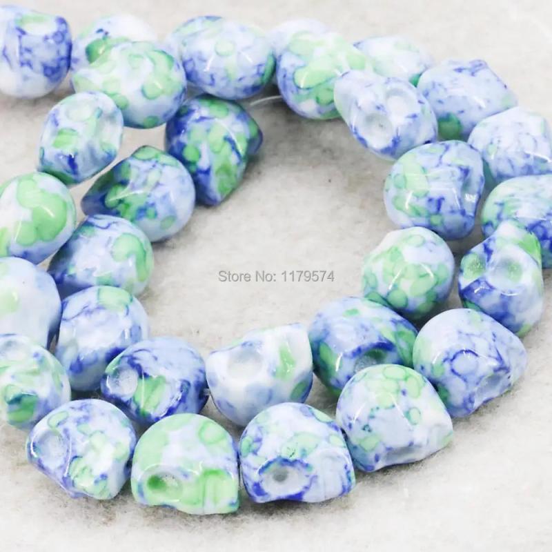 Multicolor Riverstones Rainbow Skull Beads 12mm DIY Jewelry Making