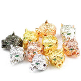 4pcs Green-eyed Wolf Head Pendant Copper Spacer Beads Charms for Jewelry Making