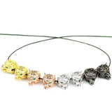 4pcs Green-eyed Wolf Head Pendant Copper Spacer Beads Charms for Jewelry Making
