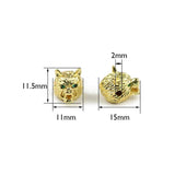 4pcs Green-eyed Wolf Head Pendant Copper Spacer Beads Charms for Jewelry Making
