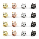 4pcs Green-eyed Wolf Head Pendant Copper Spacer Beads Charms for Jewelry Making
