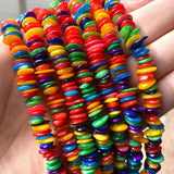 Colorful Shell Beads Flat Round Shape DIY Bracelet 6-8mm