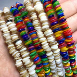 Colorful Shell Beads Flat Round Shape DIY Bracelet 6-8mm